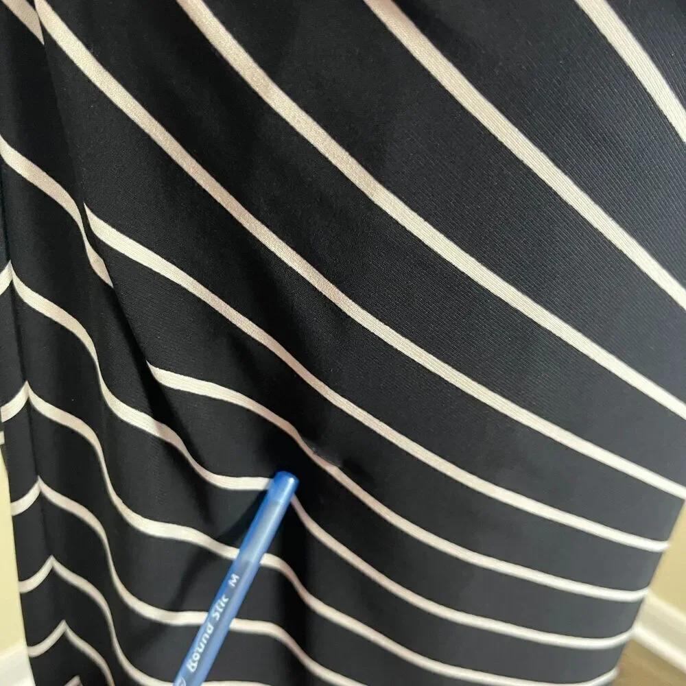 Lauren Ralph Lauren Women Size 16 Black Striped One Shoulder Ruched Sheath Dress